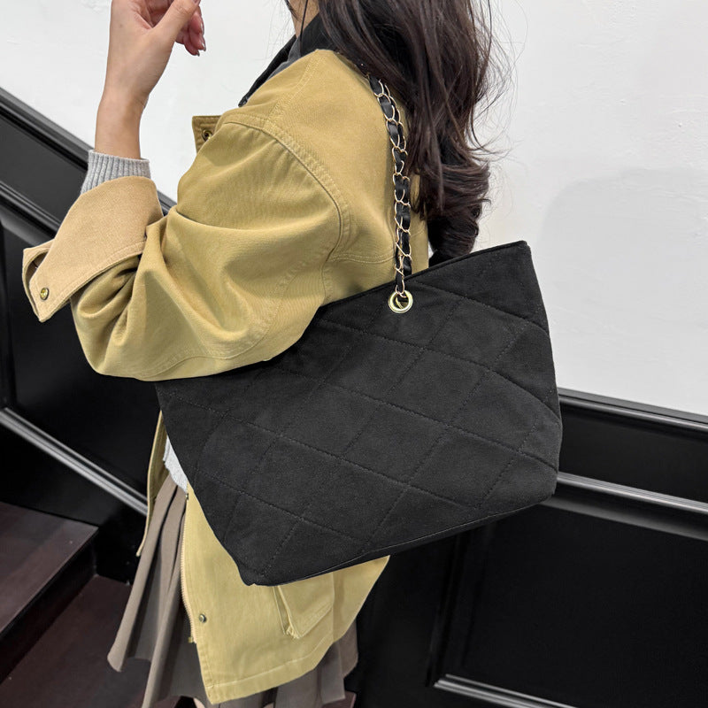 WoQuilted Suede Shopping Tote