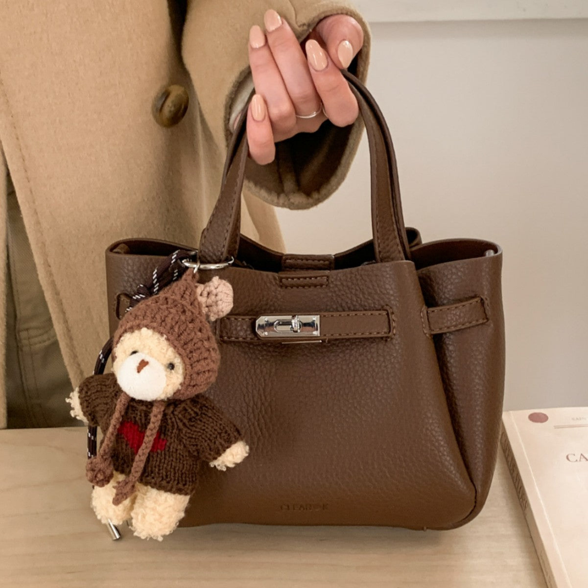 Women’s Mini Handbag with Cute Plush Pendant