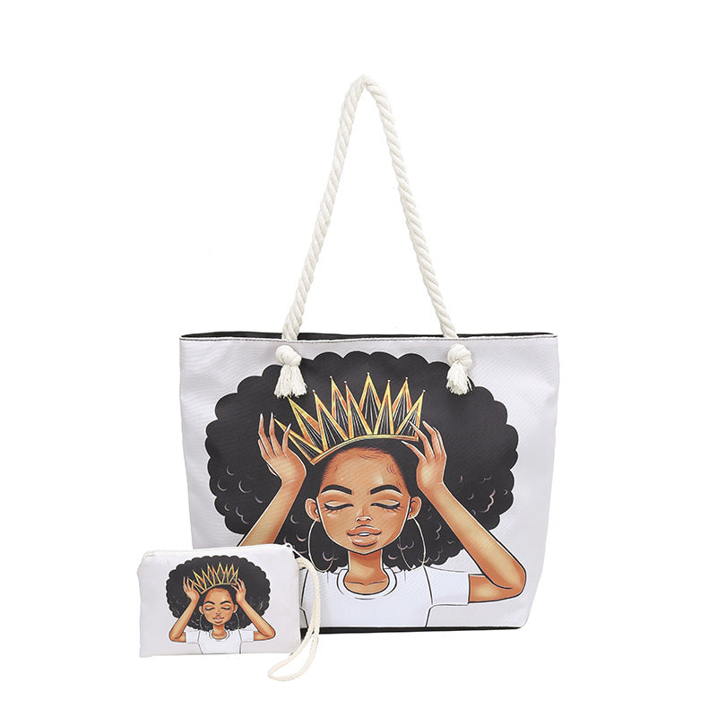 Stylish Graphic Print Beach Tote Bag