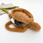 Playful plush handbag with ears and character design