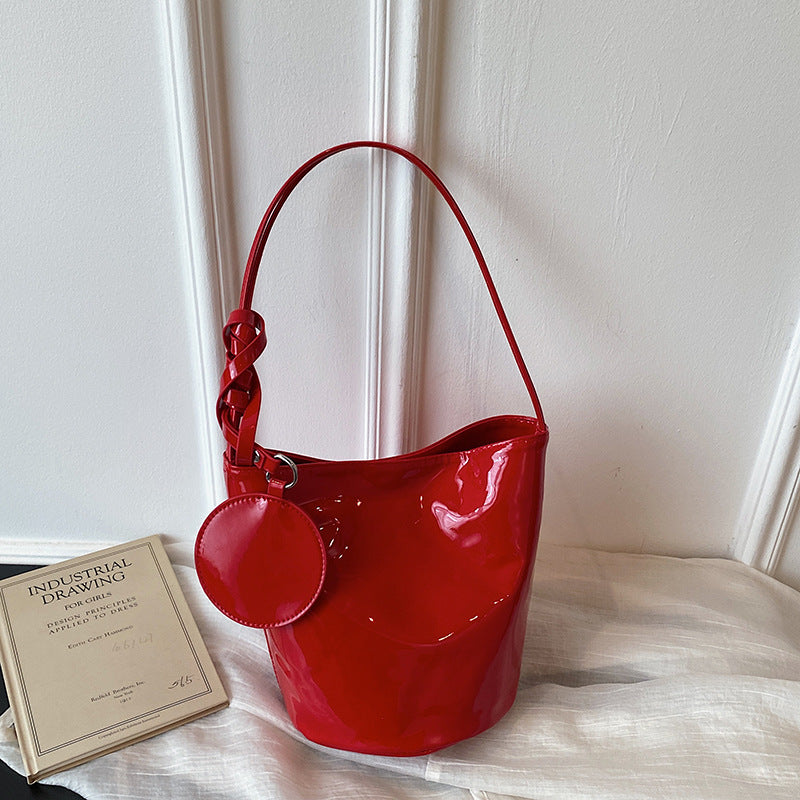 WoChic Patent Leather Bucket Bag