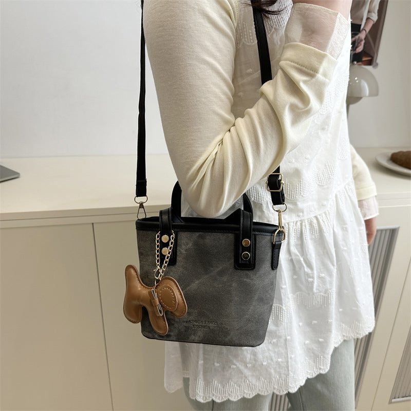 Playful Denim Mini Handheld Tote Bag