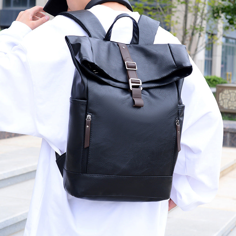 Vintage Leather Rolltop Backpack