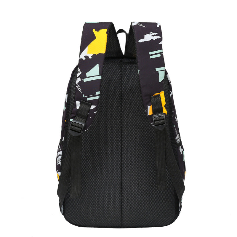 School backpack with multiple compartments and matching accessories