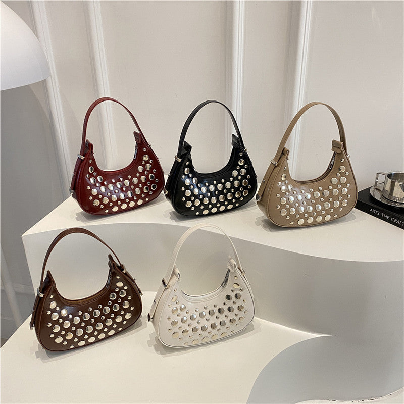 Studded Leather Hobo Bag