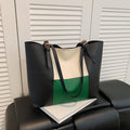 Women's spacious tote bag with elegant color block details-https://detail.1688.com/offer/940166356746.html-Calm Wears-Green-nothing-Calm Wears