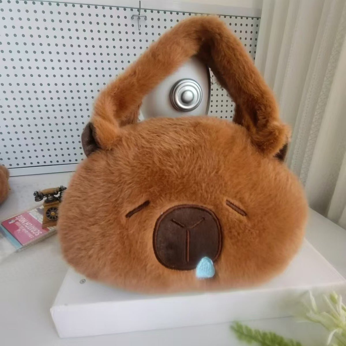 Plush Shoulder Bag with Cute Animal Motif