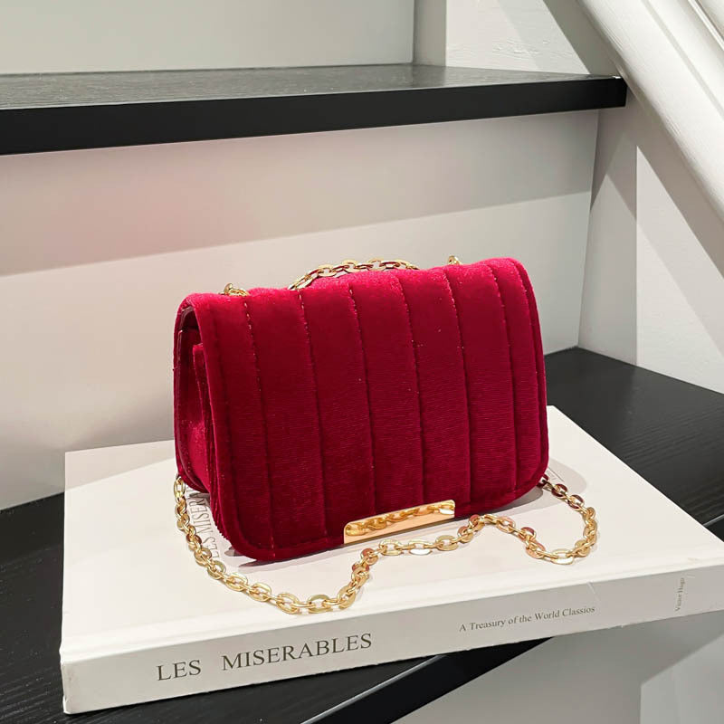Elegant Quilted Velvet Crossbody Bag
