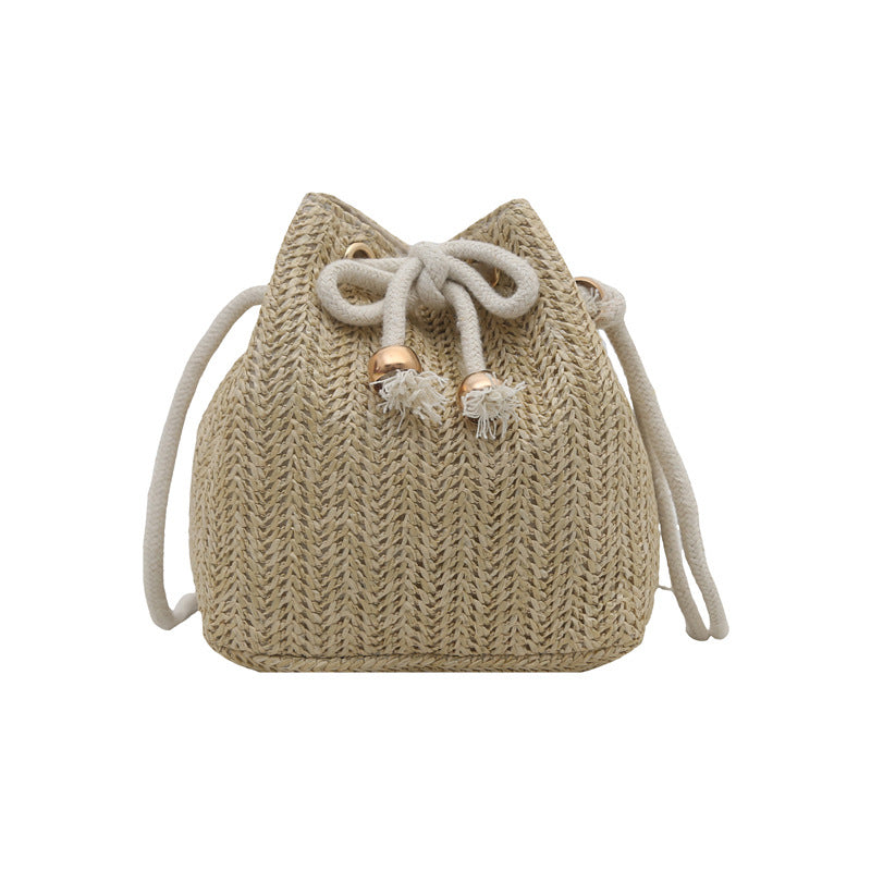 Bohemian Straw Bucket Bag