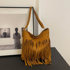 Suede Fringe Shoulder Bag