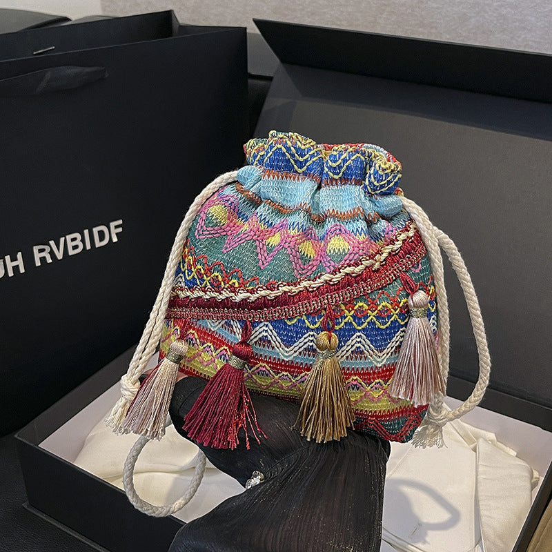 WoBohemian Embroidered Bucket Bag