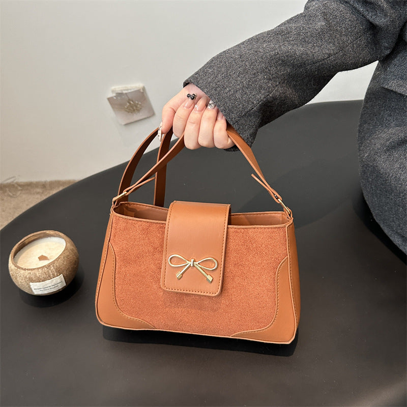 Stylish Faux Suede Handbag