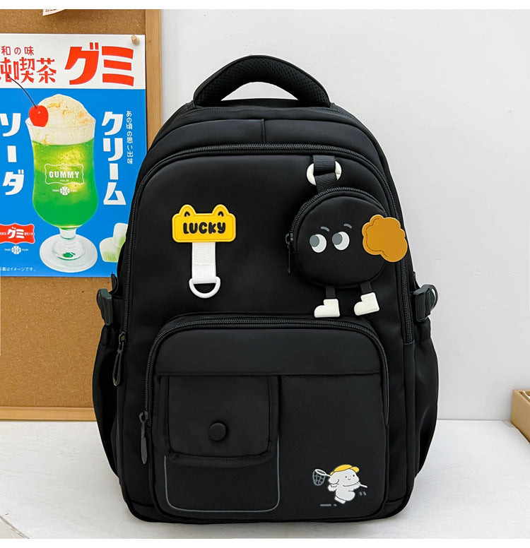 Cute Character-Designed Multi-Pocket School Backpack-https://detail.1688.com/offer/1065399547627.html-Calm Wears-Black-Calm Wears