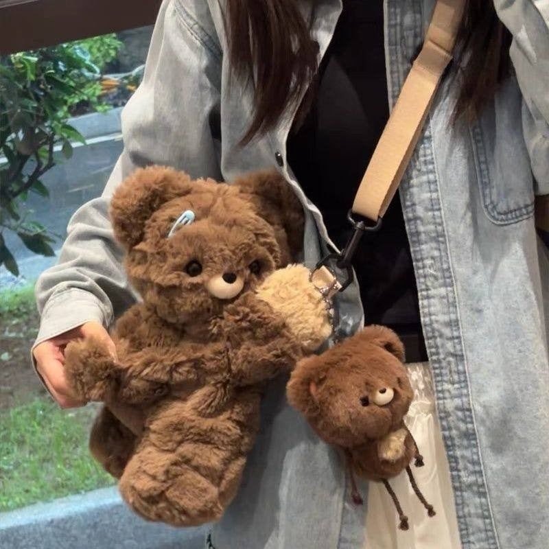 Cute plush shoulder bag with animal motif