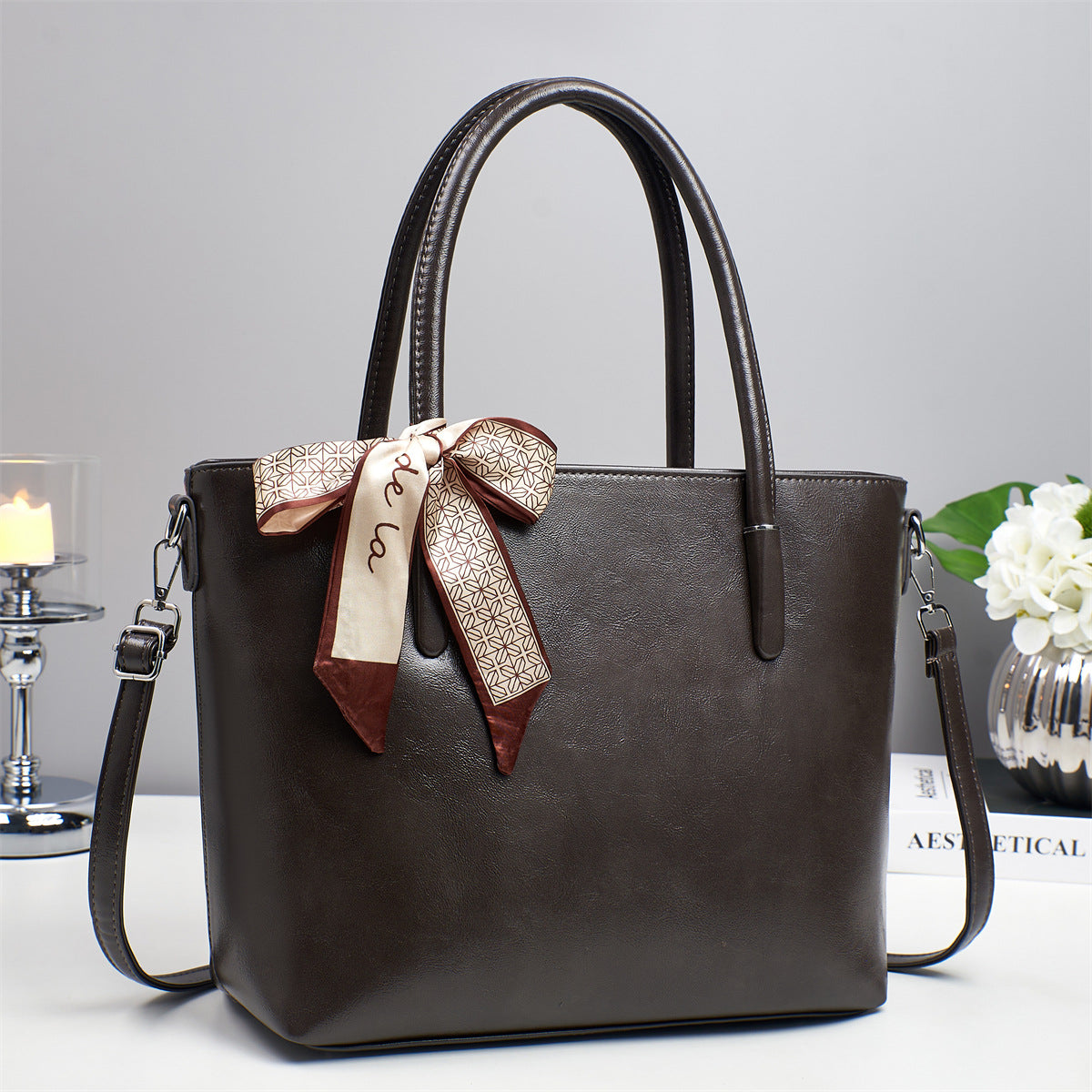 Women's elegant shoulder bag with playful bow accent-https://detail.1688.com/offer/952045067560.html-Calm Wears-Gray-32-Calm Wears