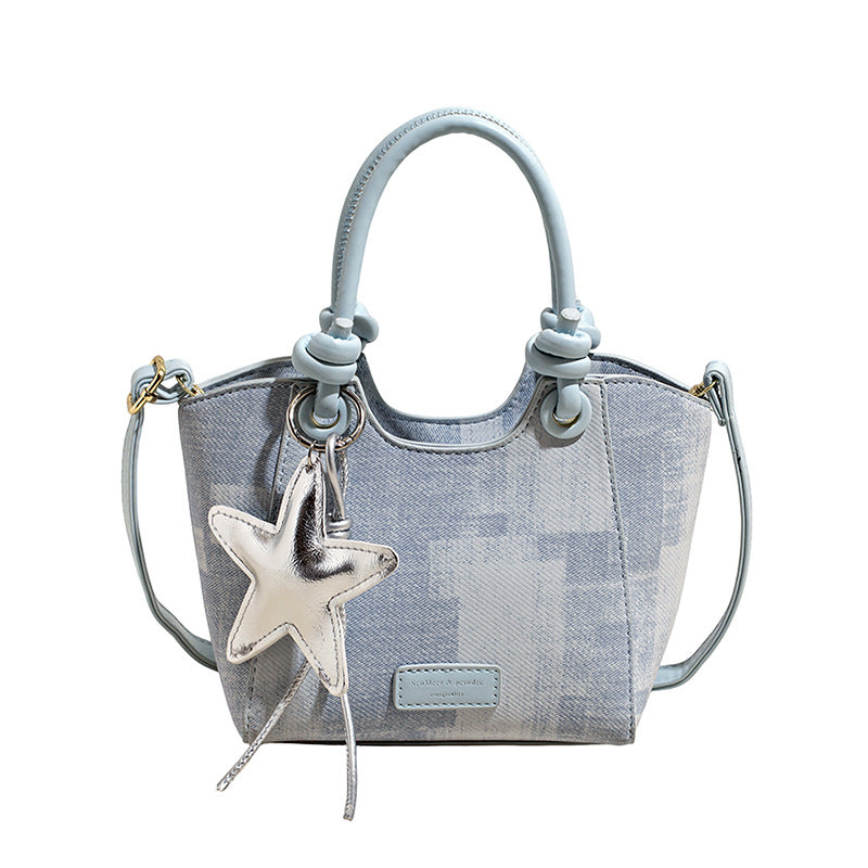 Women's Mini Handbag with Fashionable Star Keychain-https://detail.1688.com/offer/1027663352509.html-Calm Wears-Blue-Size: With pendant-Calm Wears