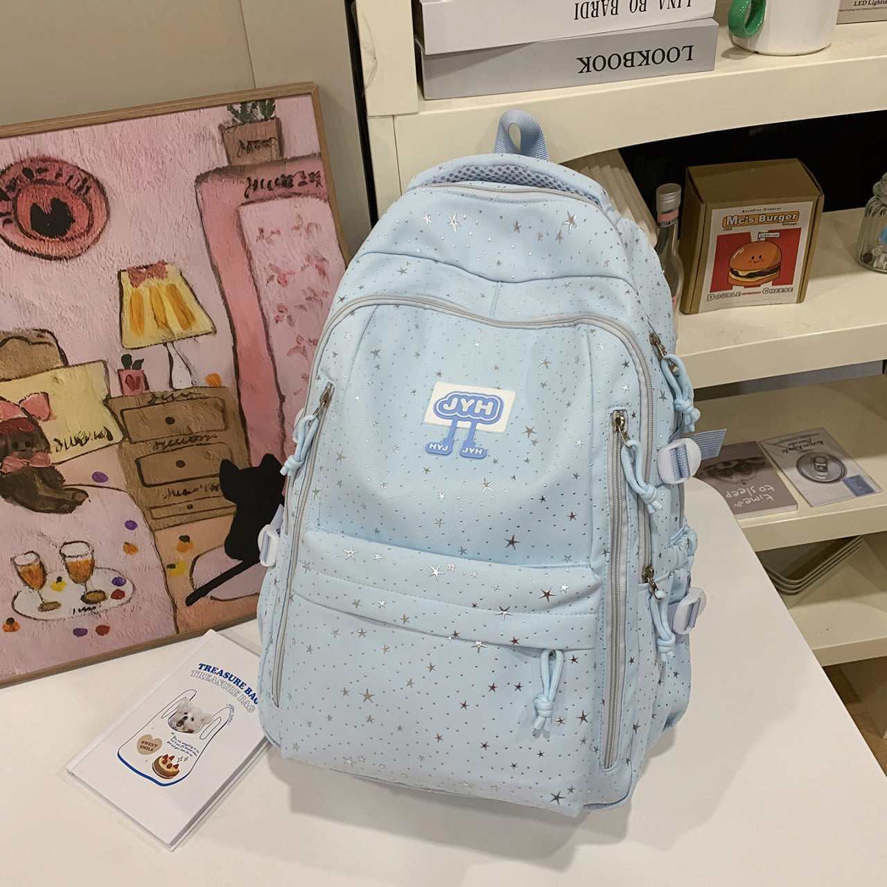 Star-Print Fashion School Backpack-https://detail.1688.com/offer/1024241911248.html-Calm Wears-Blue-Calm Wears
