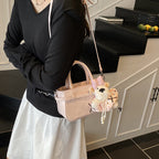 Women's mini bag with cute animal charm and detachable shoulder strap