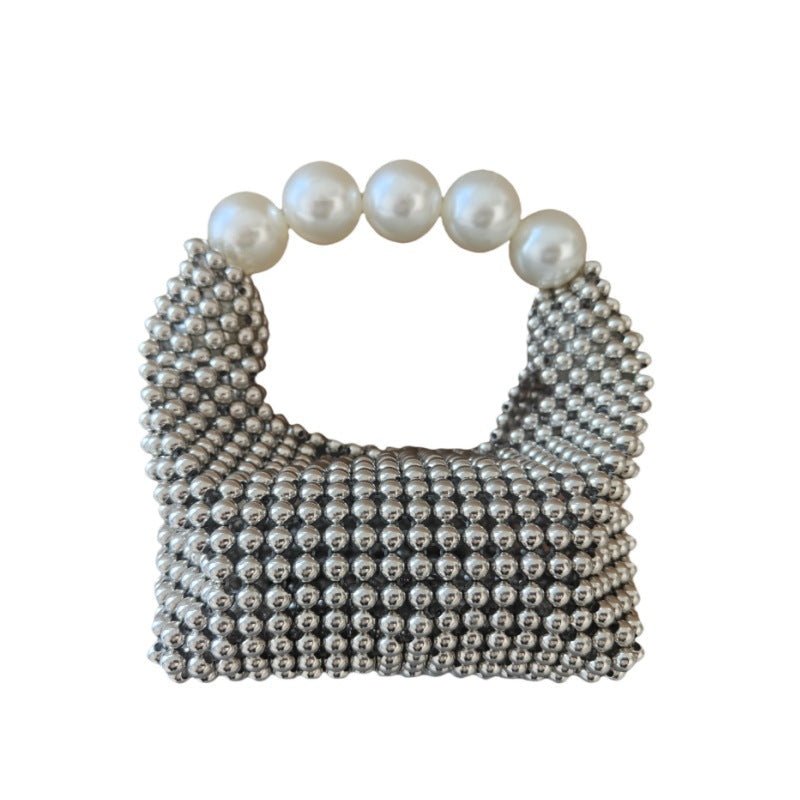 Women's pearl-embellished mini handbag