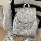 Backpack with velvet-soft upper material and elegant flap closure