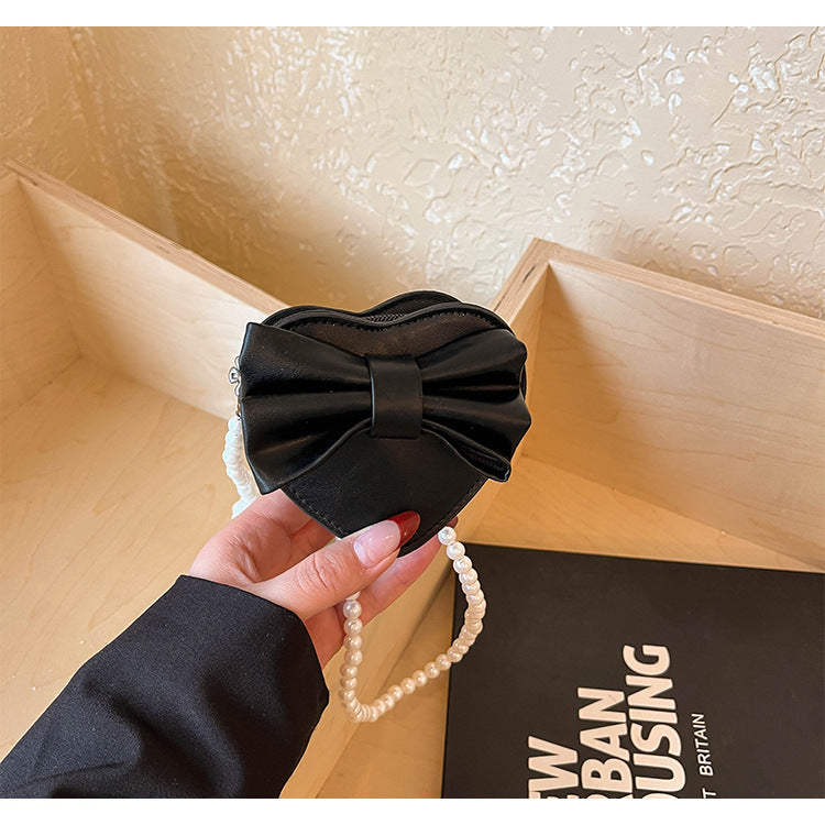WoHeart-Shaped Bow Clutch Bag