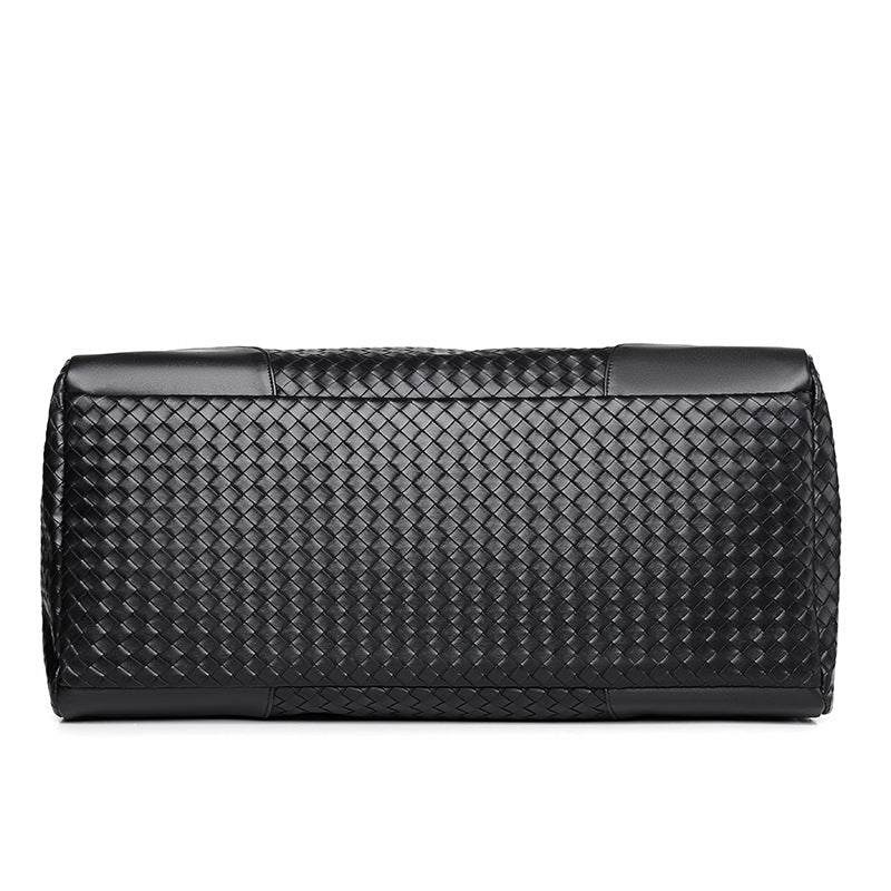 Woven Leather Weekender Duffel Bag
