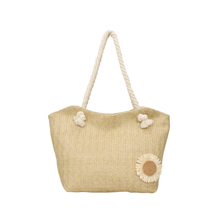 Decorative Floral Embellished Beach Tote Bag