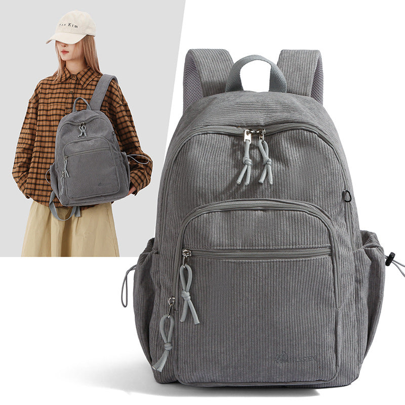 Textured Corduroy Travel Backpack