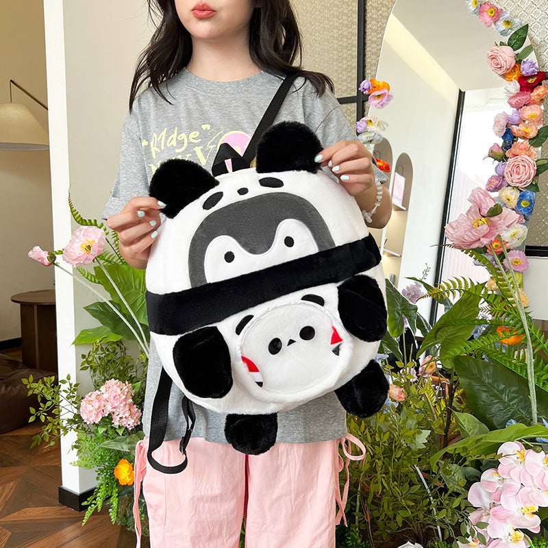 Plush Backpack with Playful Panda Design