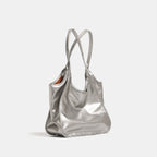 Women’s fashionable tote bag with shiny surface-https://detail.1688.com/offer/973399469469.html-Calm Wears-Silver-nothing-Calm Wears