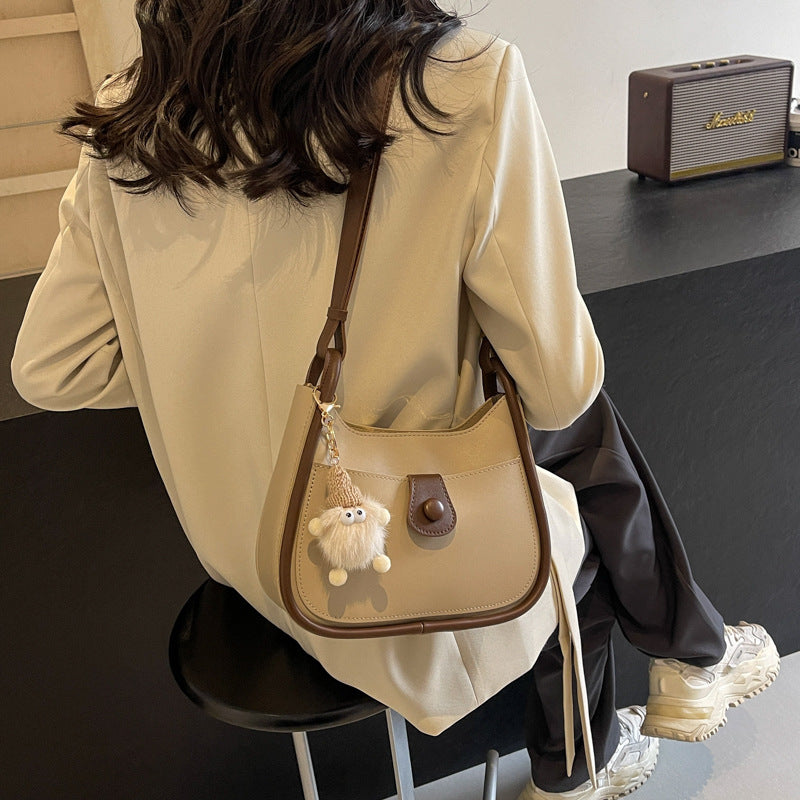 Women's shoulder bag made of high-quality synthetic leather with playful charm-https://detail.1688.com/offer/807384514793.html-Calm Wears-White-Size: One Size-Calm Wears