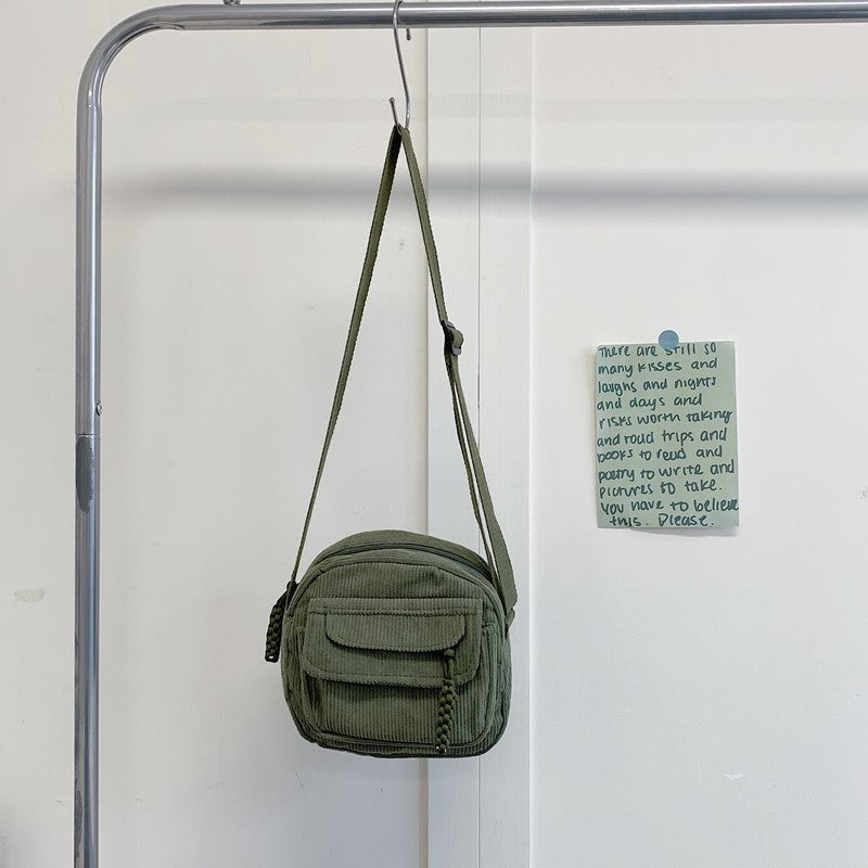 Compact Corduroy Crossbody Bag