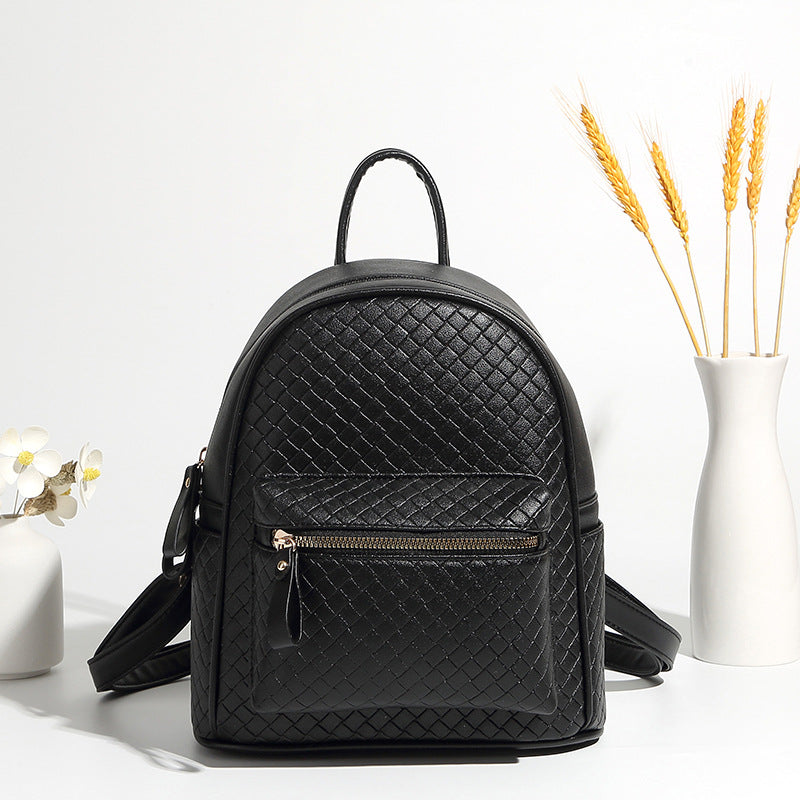 Woven Leather Mini Backpack