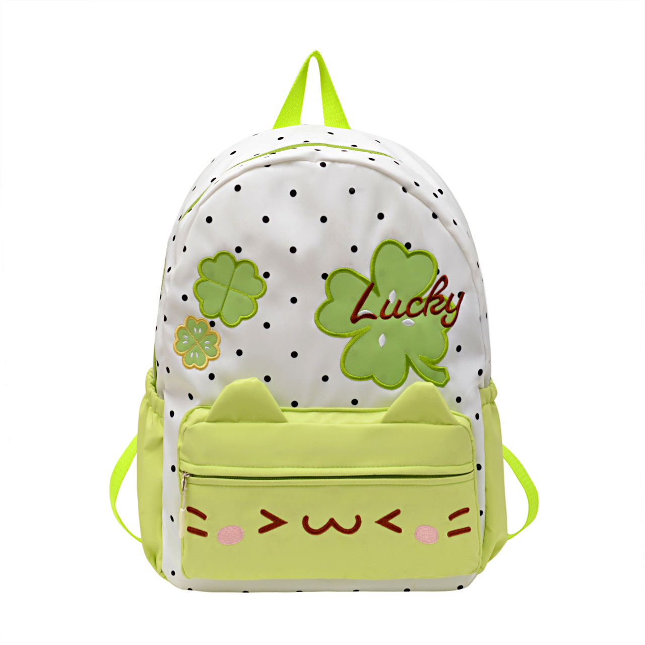 Playful Polka Dot Cat-Themed Backpack