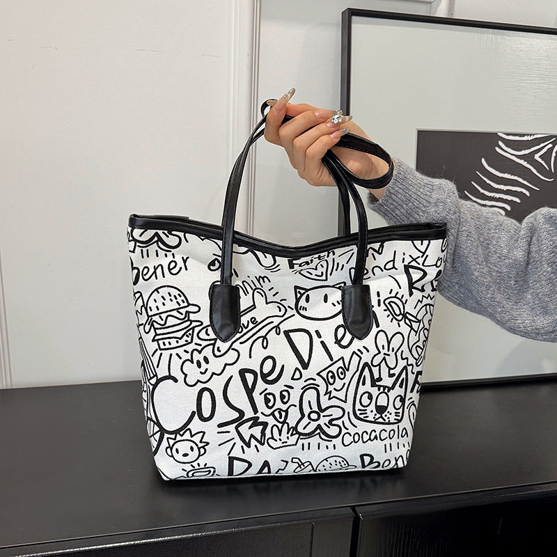 WoArtistic Graphic Print Shoulder Tote Bag