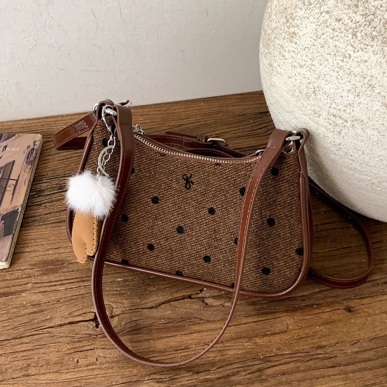 Ladies trendy mini handbag with playful animal charm