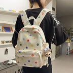 Star-Print Multi-Pocket Backpack
