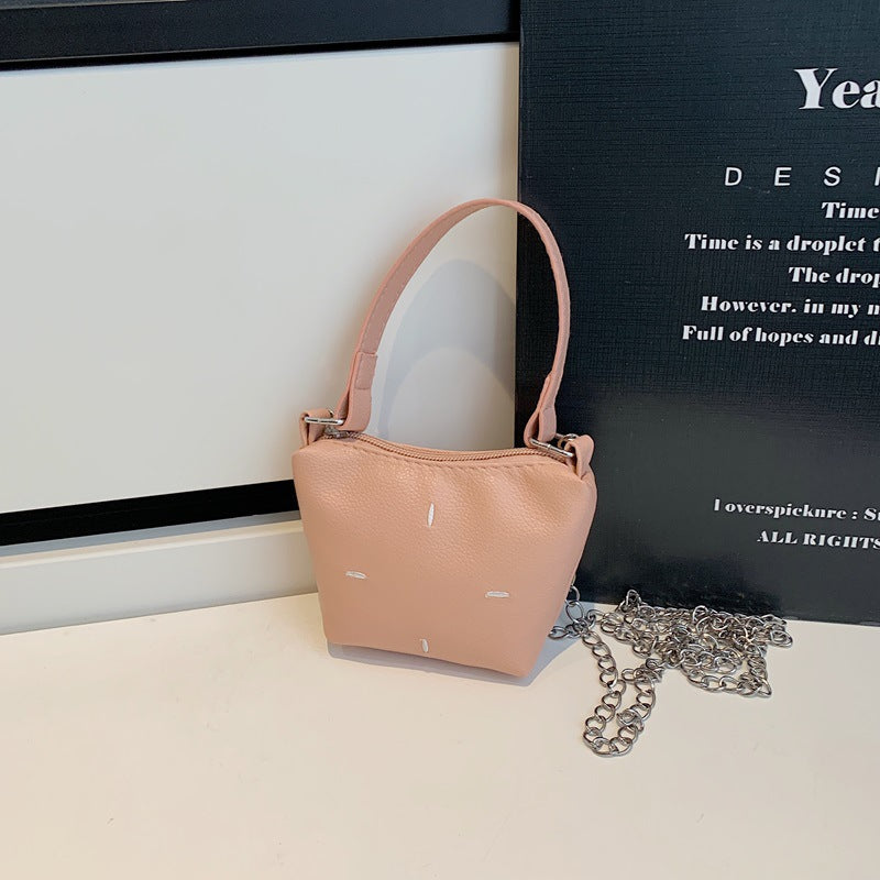 Women's mini handbag with shiny chain and textured upper material-https://detail.1688.com/offer/1047259468370.html-Calm Wears-Rosa-nothing-Calm Wears