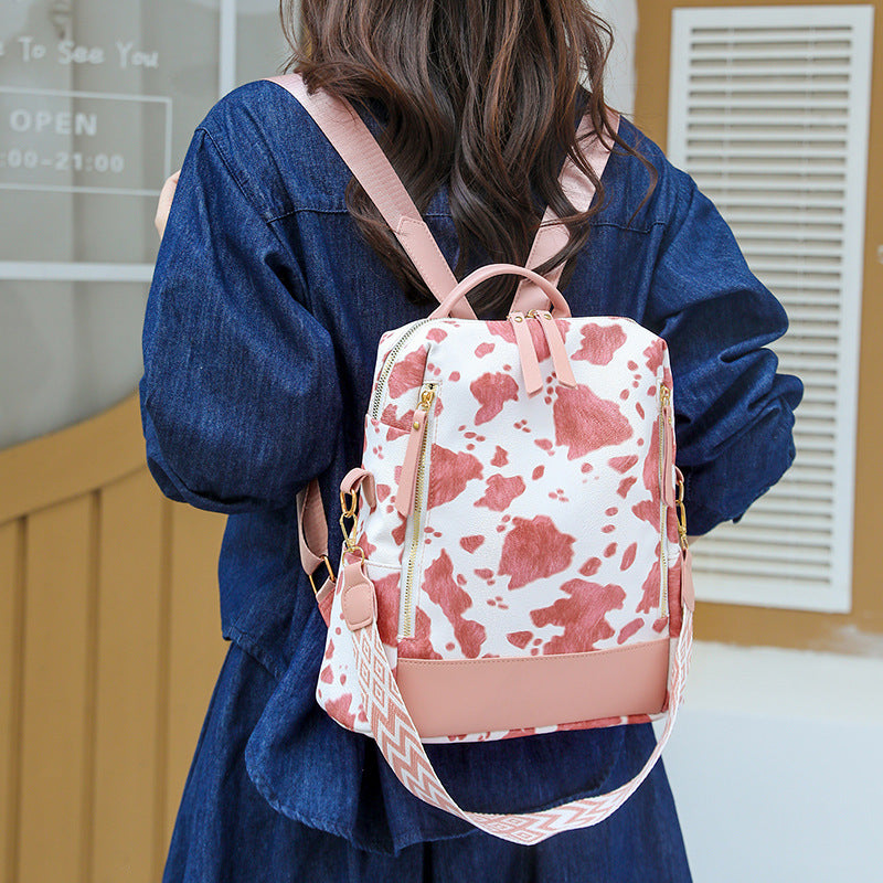Fashionable Cow Print Backpack