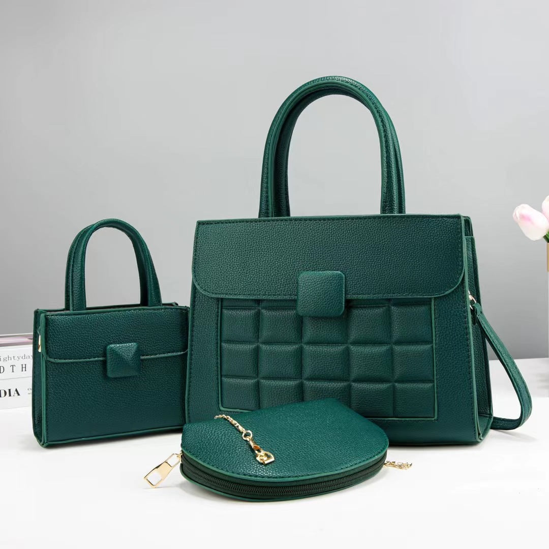 Women high-quality handbag set with stylish accents-https://detail.1688.com/offer/748880279823.html-Calm Wears-Green-30-Calm Wears