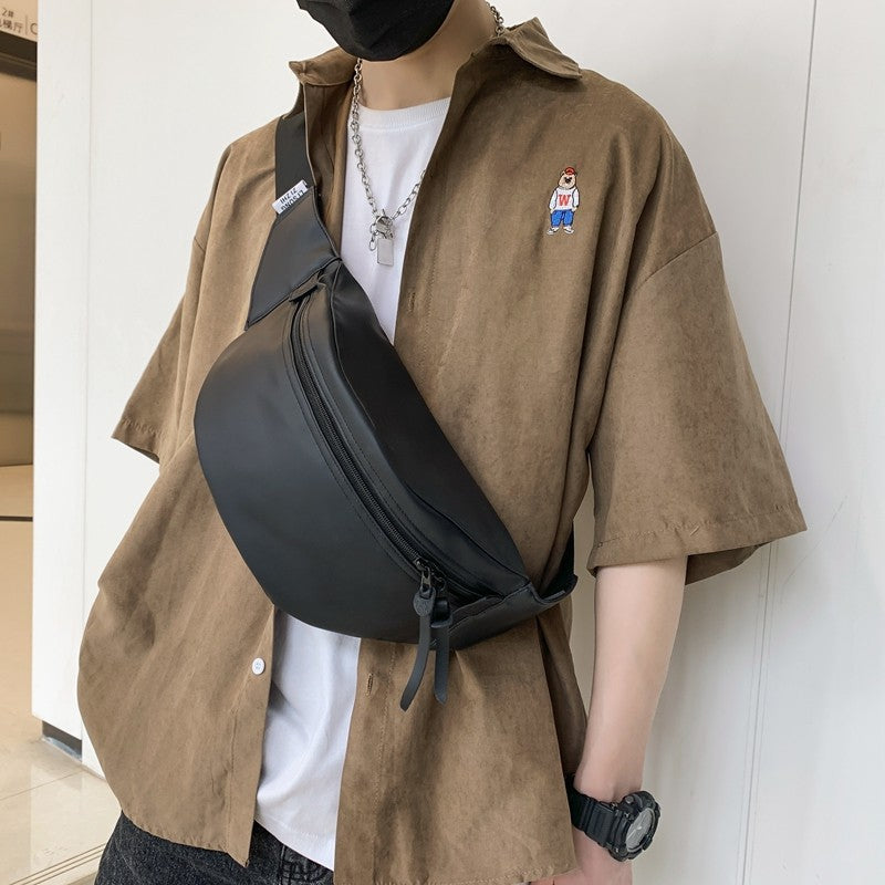 Belt bag with adjustable carrying strap and practical compartments