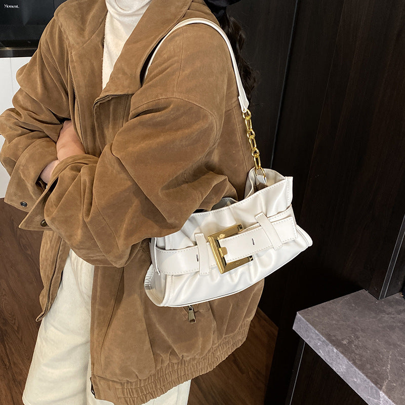 Women's crossbody bag with elegant chain accent and soft upper material-https://detail.1688.com/offer/989331176390.html-Calm Wears-Black-nothing-Calm Wears