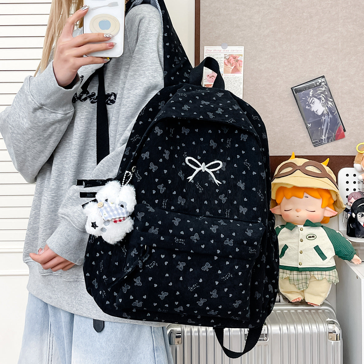 Floral-Patterned Travel Backpack