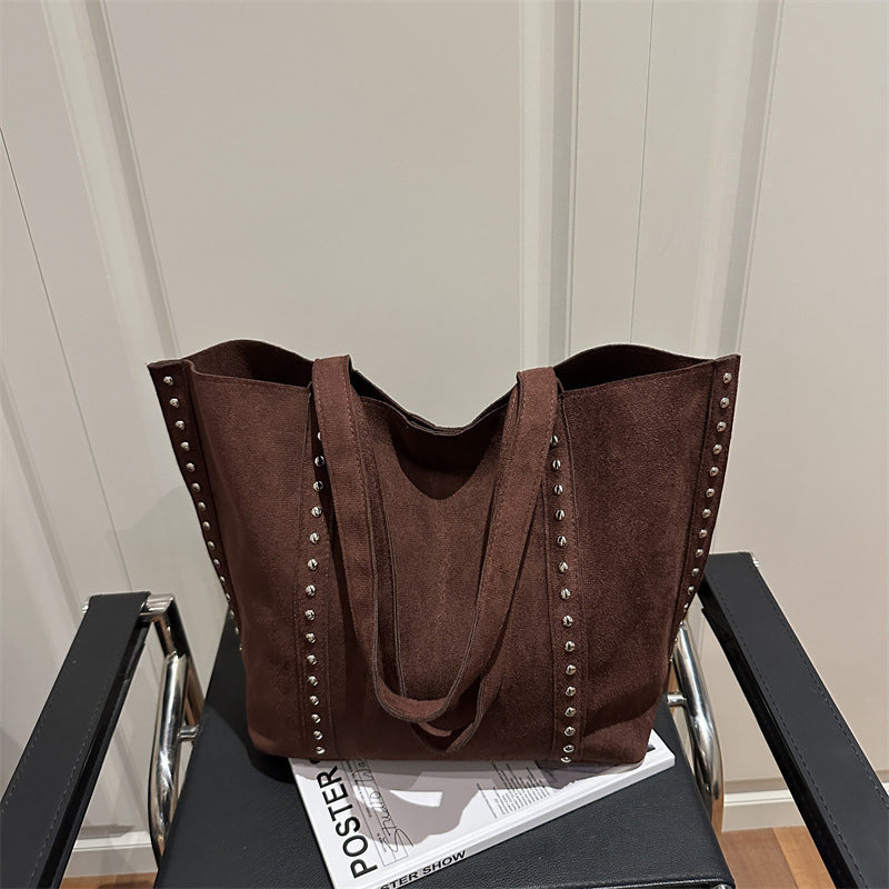 Chic Studded Suede Tote Bag