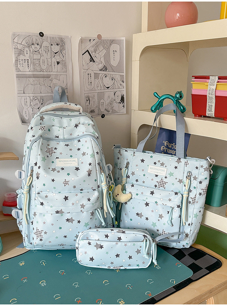 Starry Pattern School Backpack Set-https://detail.1688.com/offer/1065376284811.html-Calm Wears-Blue-Calm Wears