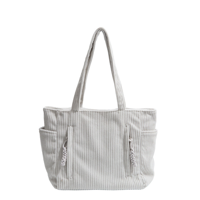 Corduroy Multi-Pocket Tote Bag Calm Wears