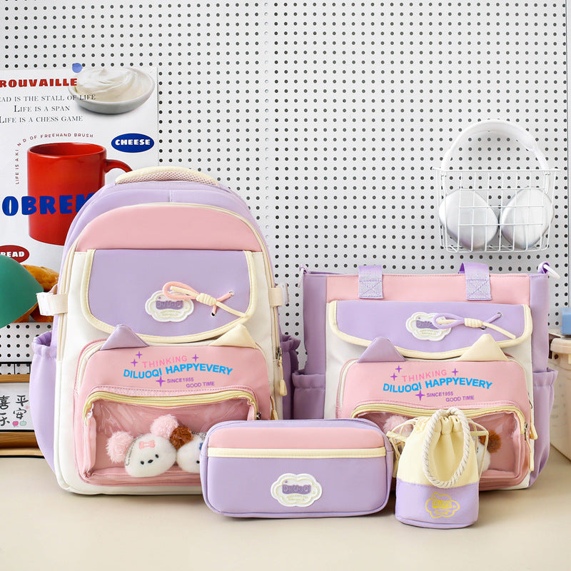 Multi-Functional 5-Piece School Backpack Organizer Set-https://detail.1688.com/offer/999335357981.html-Calm Wears-Pink-Calm Wears