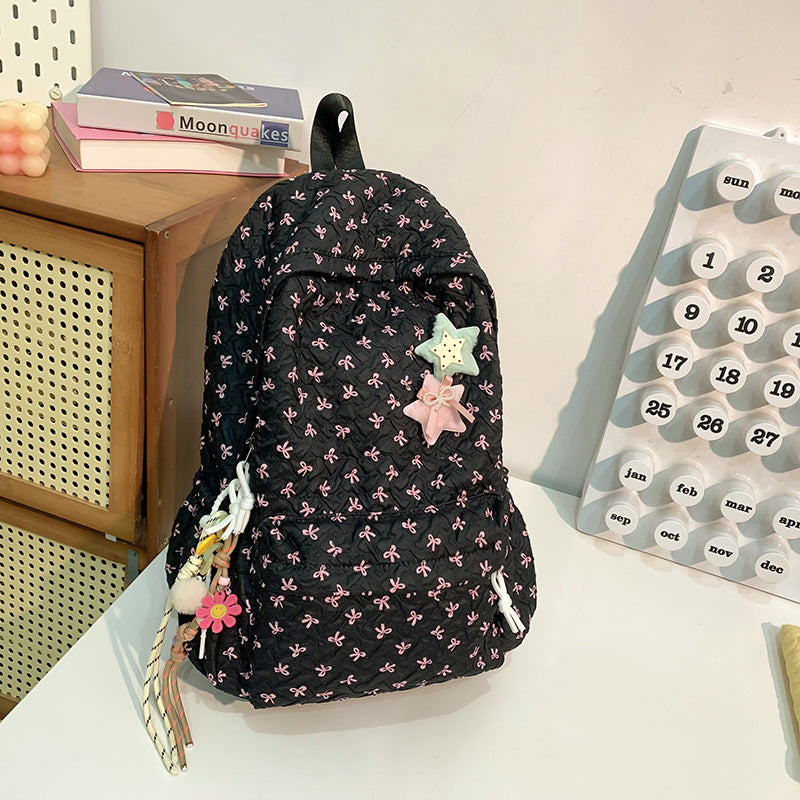 Quilted Floral Patterned Backpack