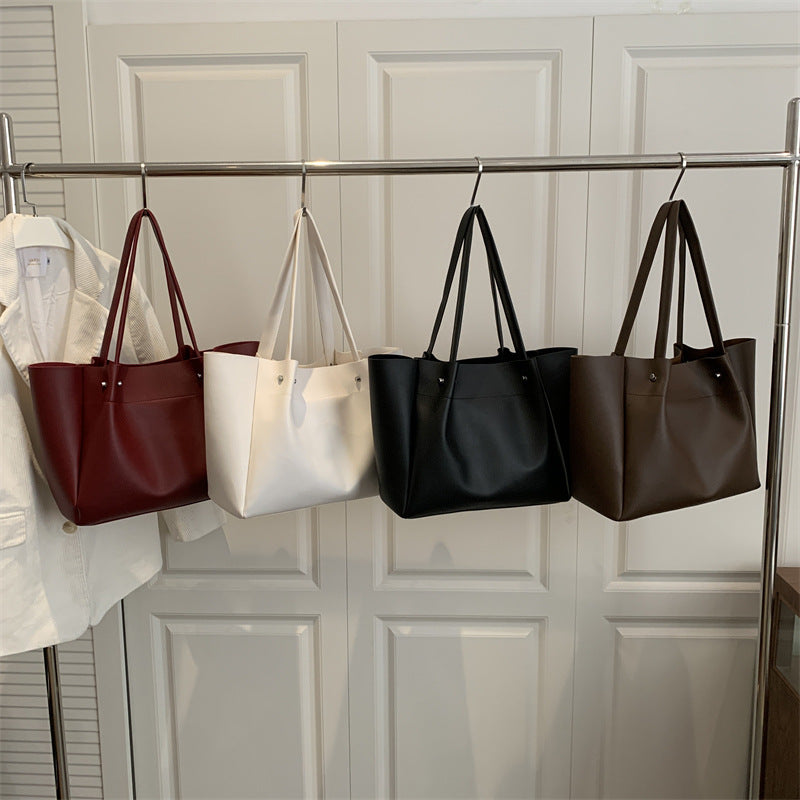 Ladies tote bag with elegant minimalist structure and sturdy carrying handles-https://detail.1688.com/offer/1027680059148.html-Calm Wears-Black-nothing-Calm Wears