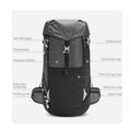 Outdoor backpack with waterproof fabric and many practical compartments